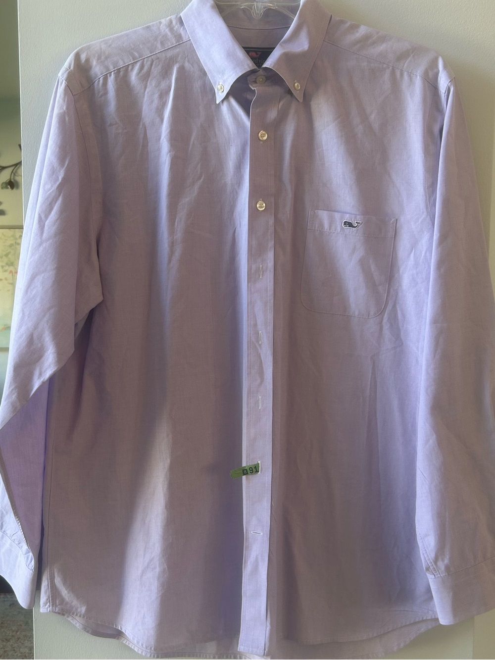Vineyard Vines Men’s Cotton Slim Fit Tucker Shirt Lavender XL Long Sleeve
